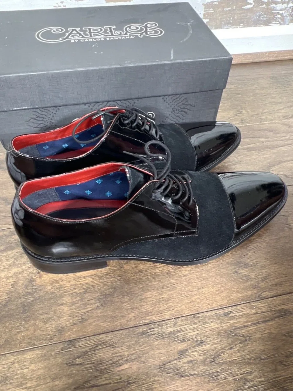 CARLOS BY CARLOS SANTANA West Cap-Toe Leather Derby Black Sz 14D EUC